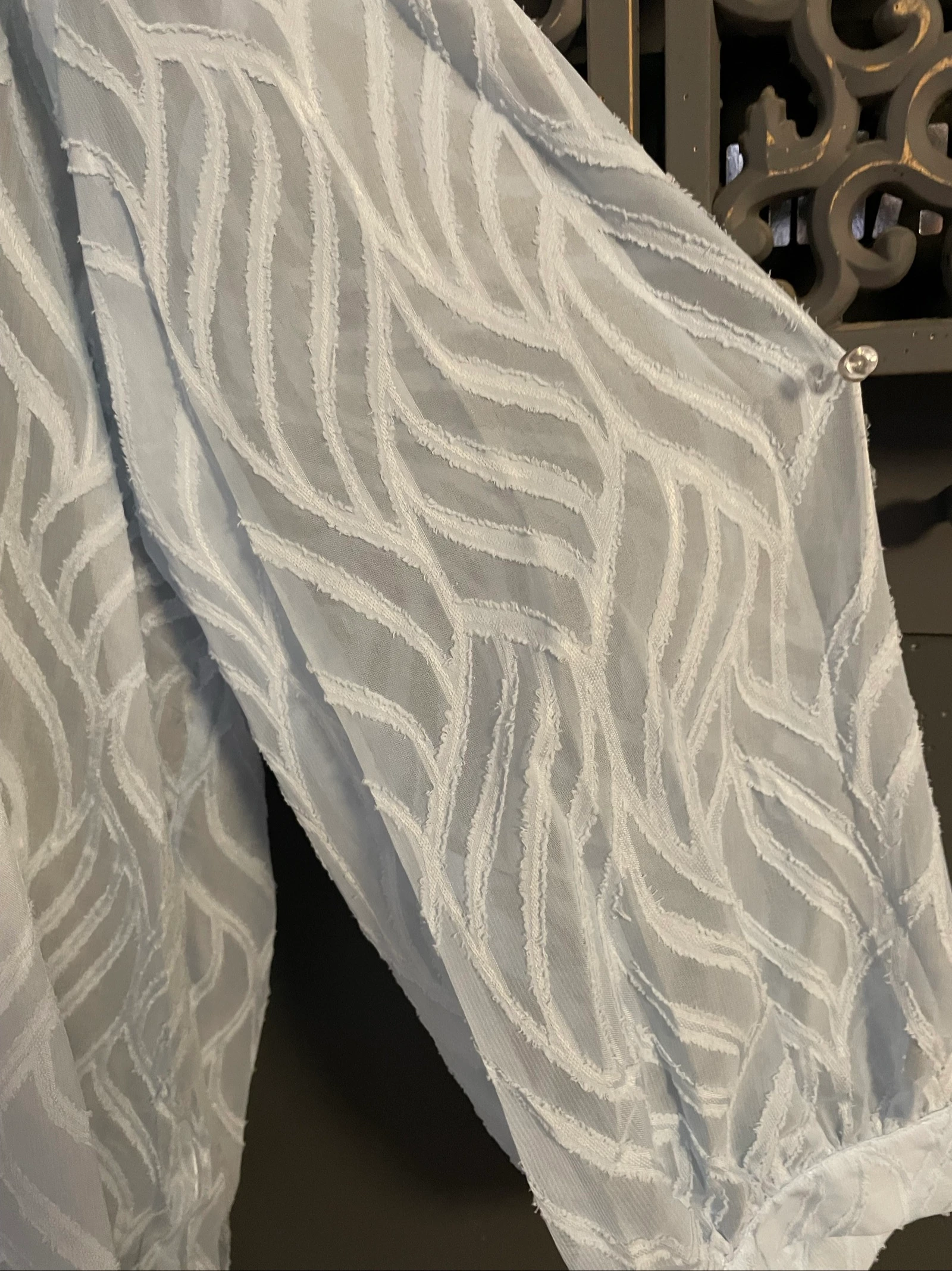 💖 blusa blusa túnica azul claro texturizada transparente tamanho grande 58 chique elegante 💖 – photo 3
